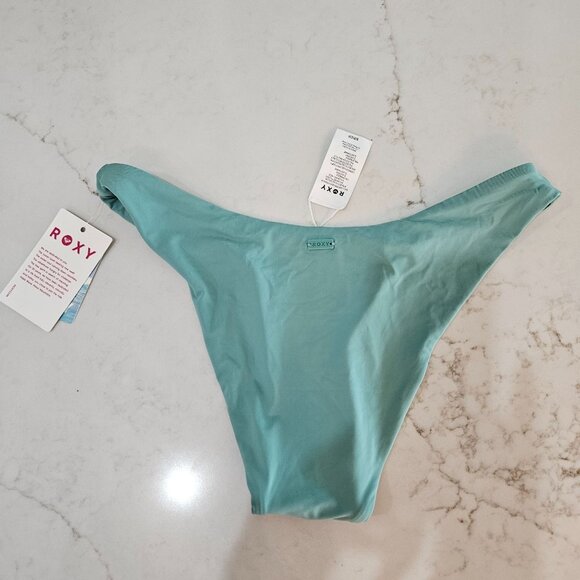 NEW Roxy Standard Beach Classics Hi-Leg Bikini Bottom Small Aqua - Picture 3 of 11